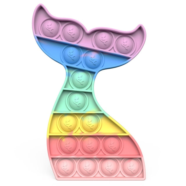Rainbow Push Pop Fidget Toy Anxiety Relieve Stress Bubble Sensory Autism Reliever Special Needs Popper Relief