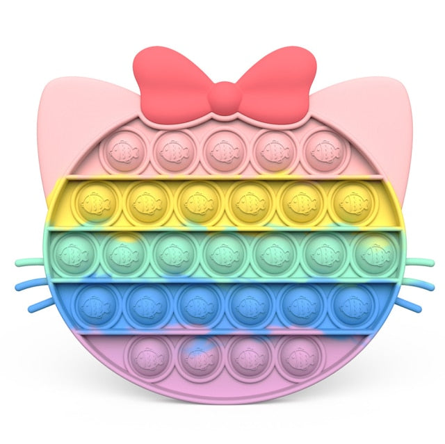 Rainbow Push Pop Fidget Toy Anxiety Relieve Stress Bubble Sensory Autism Reliever Special Needs Popper Relief