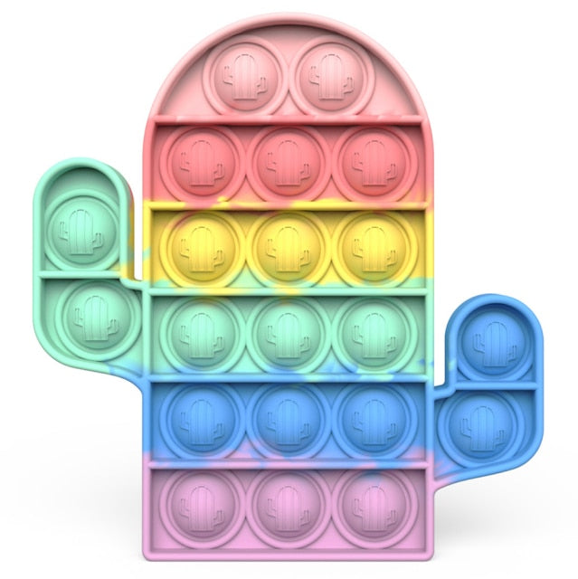 Rainbow Push Pop Fidget Toy Anxiety Relieve Stress Bubble Sensory Autism Reliever Special Needs Popper Relief