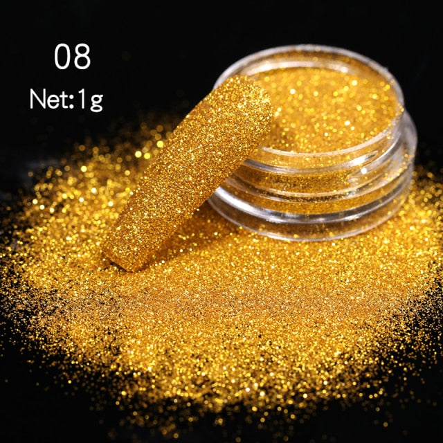 Rose Gold Bubble Mirror Powder Metallic Nail Glitter Holographics Chrome Dust Sparkling Flakes Pigment Manicur Nail Art Decor