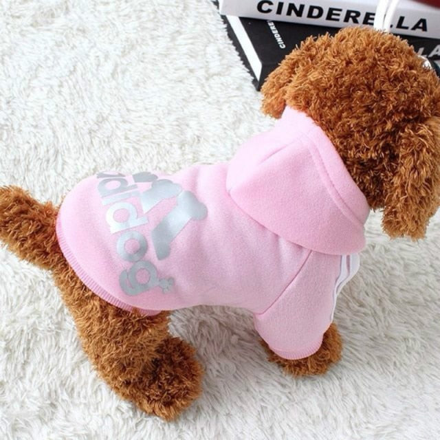 Adidog Clothes, Pet Dog Clothes for Small Medium Dogs, Cotton Hooded Sweatshirt, 2021 Hot Selling Warm Two-Legged Pet Jacket