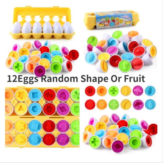 12pcs Baby Montessori Learning Education Math Toy Smart Eggs Puzzle Matching Toys Plastic Screw nut Building Blocks For Children