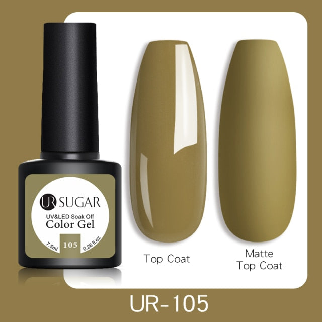 UR SUGAR 7.5ml No Wipe Base Top Coat Color Gel Nail Polish Matte UV Top Coat UV LED Soak Off Nail Art Gel Varnish for Manicures