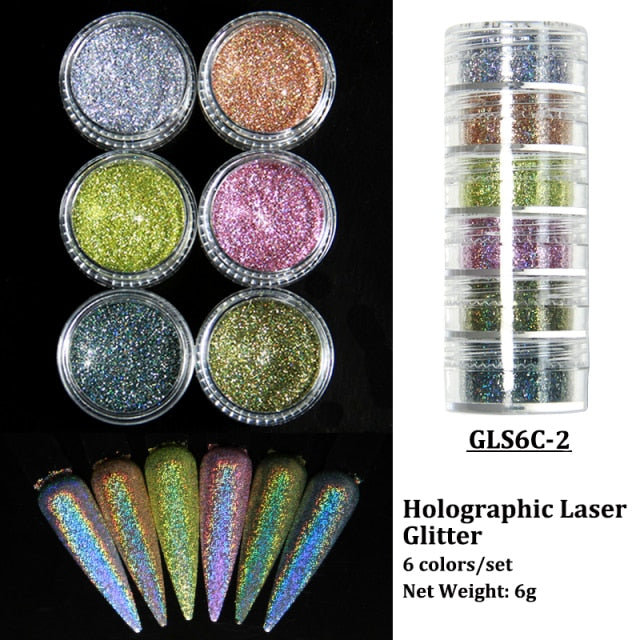 Neon Pigment Powder Fluorescent Nail Glitter Set Shinny Ombre Chrome Dust DIY Gel Polish Manicure For Nails Art Decoration