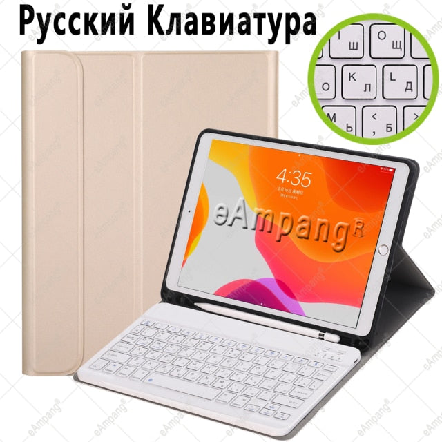 Case for iPad 10.2 Keyboard Case with Pencil Holder for Apple iPad 7 7th 8 8th Generation Air 3 Pro 10.5 Russian Spanish English