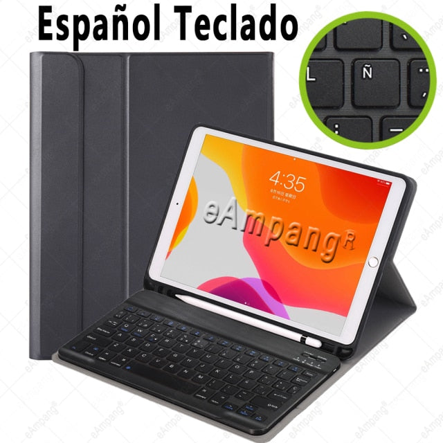 Case for iPad 10.2 Keyboard Case with Pencil Holder for Apple iPad 7 7th 8 8th Generation Air 3 Pro 10.5 Russian Spanish English