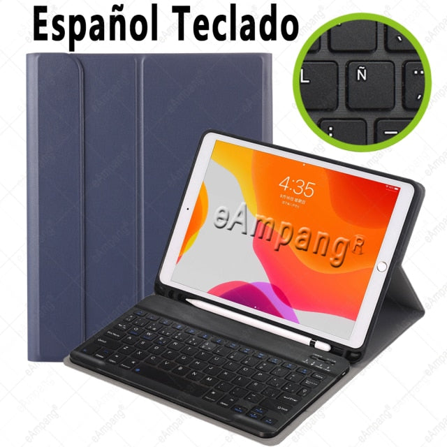 Case for iPad 10.2 Keyboard Case with Pencil Holder for Apple iPad 7 7th 8 8th Generation Air 3 Pro 10.5 Russian Spanish English
