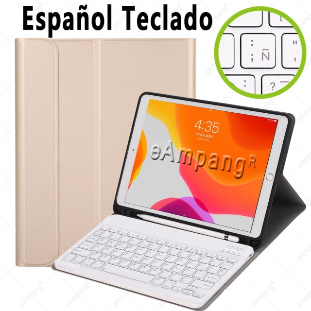 Case for iPad 10.2 Keyboard Case with Pencil Holder for Apple iPad 7 7th 8 8th Generation Air 3 Pro 10.5 Russian Spanish English