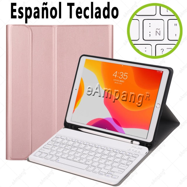 Case for iPad 10.2 Keyboard Case with Pencil Holder for Apple iPad 7 7th 8 8th Generation Air 3 Pro 10.5 Russian Spanish English