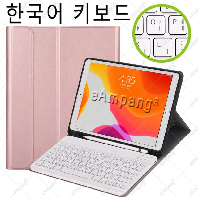 Case for iPad 10.2 Keyboard Case with Pencil Holder for Apple iPad 7 7th 8 8th Generation Air 3 Pro 10.5 Russian Spanish English