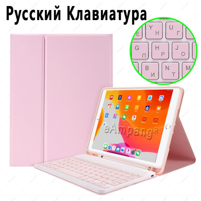 Case for iPad 10.2 Keyboard Case with Pencil Holder for Apple iPad 7 7th 8 8th Generation Air 3 Pro 10.5 Russian Spanish English