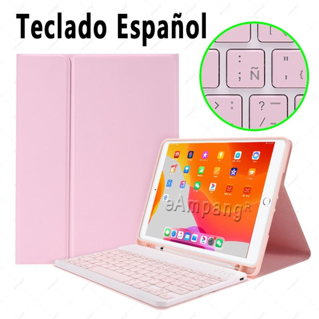 Case for iPad 10.2 Keyboard Case with Pencil Holder for Apple iPad 7 7th 8 8th Generation Air 3 Pro 10.5 Russian Spanish English