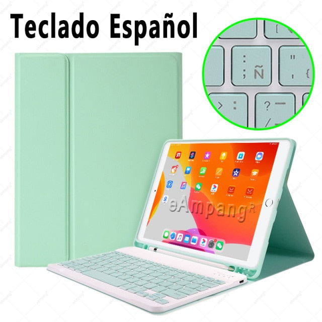 Case for iPad 10.2 Keyboard Case with Pencil Holder for Apple iPad 7 7th 8 8th Generation Air 3 Pro 10.5 Russian Spanish English