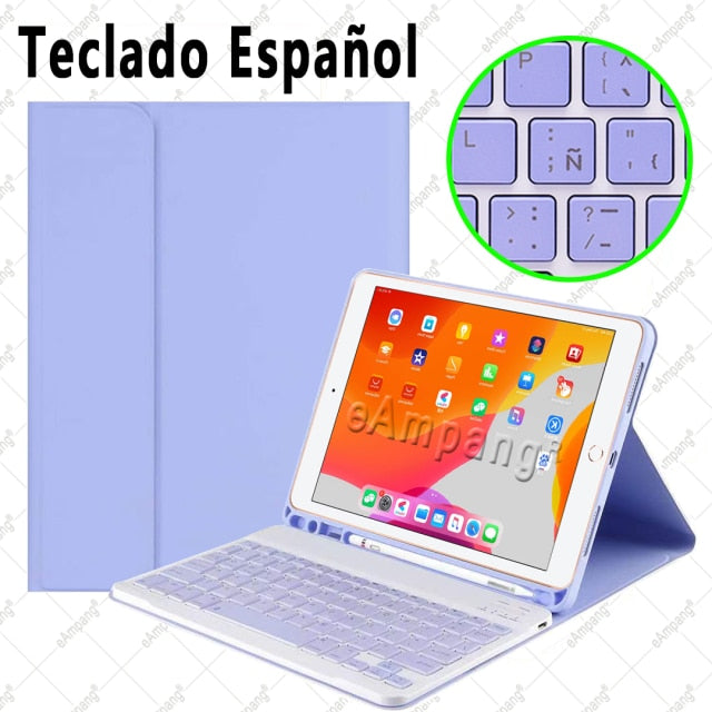 Case for iPad 10.2 Keyboard Case with Pencil Holder for Apple iPad 7 7th 8 8th Generation Air 3 Pro 10.5 Russian Spanish English
