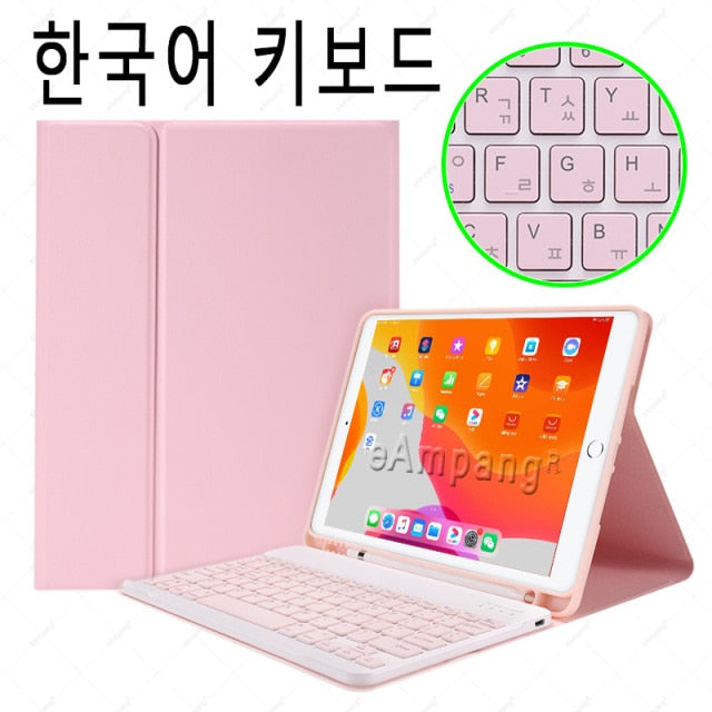 Case for iPad 10.2 Keyboard Case with Pencil Holder for Apple iPad 7 7th 8 8th Generation Air 3 Pro 10.5 Russian Spanish English