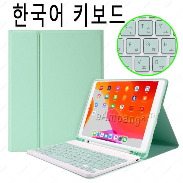 Case for iPad 10.2 Keyboard Case with Pencil Holder for Apple iPad 7 7th 8 8th Generation Air 3 Pro 10.5 Russian Spanish English