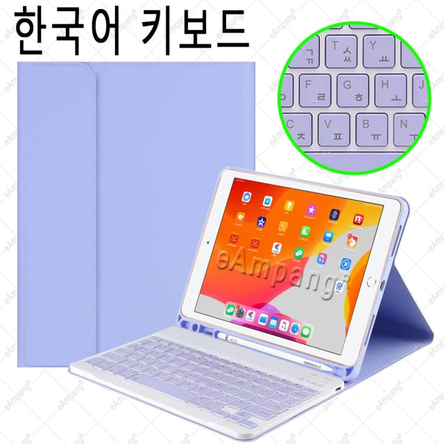 Case for iPad 10.2 Keyboard Case with Pencil Holder for Apple iPad 7 7th 8 8th Generation Air 3 Pro 10.5 Russian Spanish English