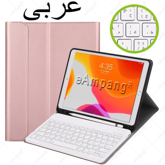Case for iPad 10.2 Keyboard Case with Pencil Holder for Apple iPad 7 7th 8 8th Generation Air 3 Pro 10.5 Russian Spanish English