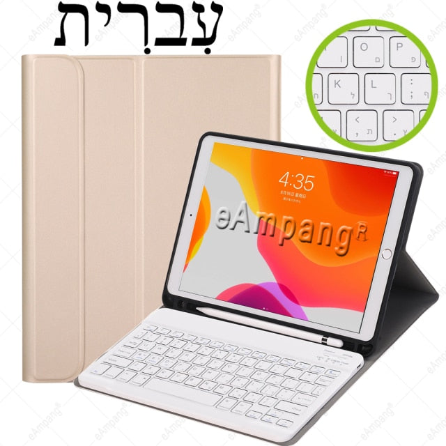 Case for iPad 10.2 Keyboard Case with Pencil Holder for Apple iPad 7 7th 8 8th Generation Air 3 Pro 10.5 Russian Spanish English