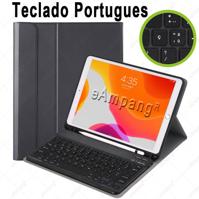 Case for iPad 10.2 Keyboard Case with Pencil Holder for Apple iPad 7 7th 8 8th Generation Air 3 Pro 10.5 Russian Spanish English