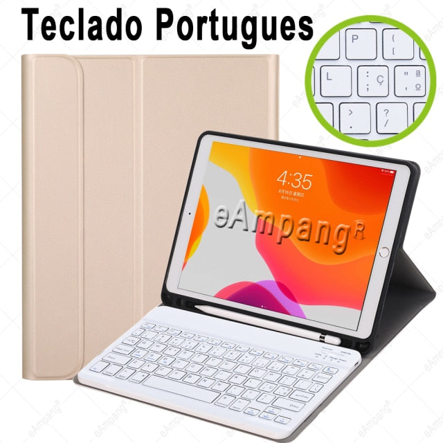 Case for iPad 10.2 Keyboard Case with Pencil Holder for Apple iPad 7 7th 8 8th Generation Air 3 Pro 10.5 Russian Spanish English