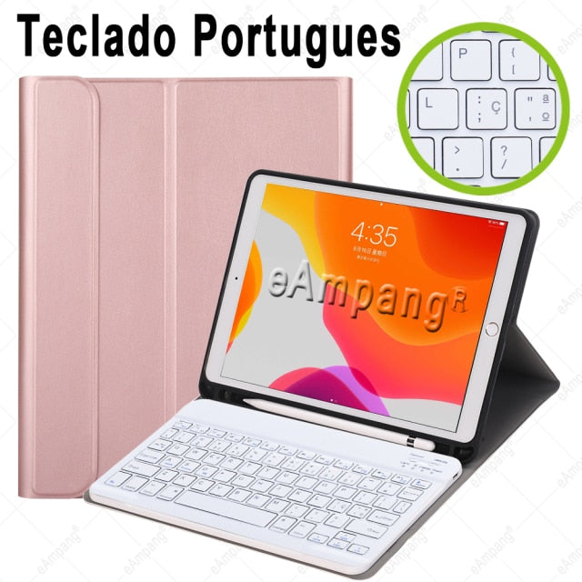 Case for iPad 10.2 Keyboard Case with Pencil Holder for Apple iPad 7 7th 8 8th Generation Air 3 Pro 10.5 Russian Spanish English