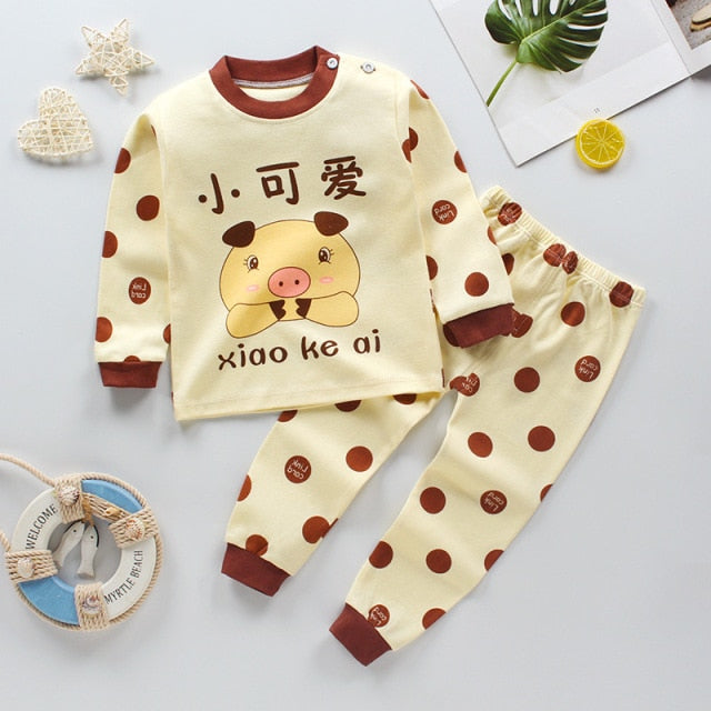 Children Pajamas Baby Clothing Set Kids Unicorn Cartoon Sleepwear Autumn Cotton Nightwear Boys Girls Animal Pyjamas Pijamas Set