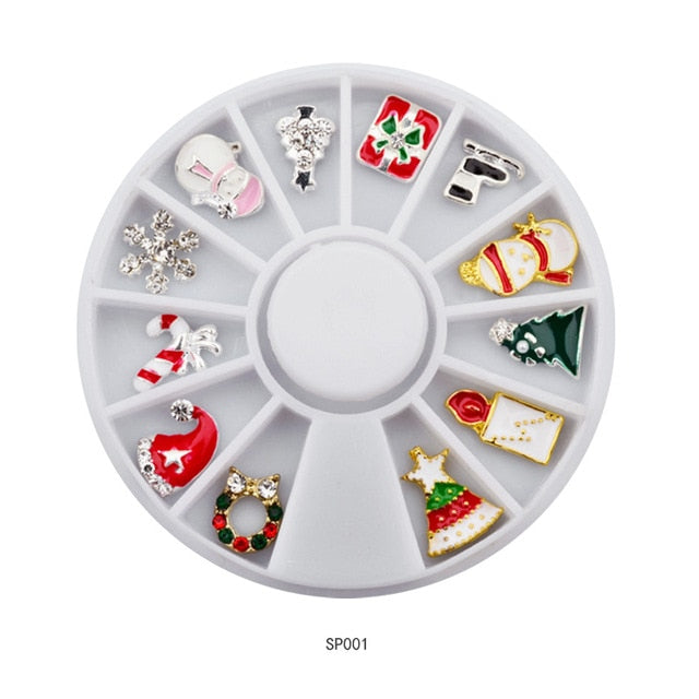 1 Wheel 3D Charm Alloy Rhinestones Nail Art Decorations Perfume Bottle Bow Flowers Triangle DIY Nail Jewelry Supplies