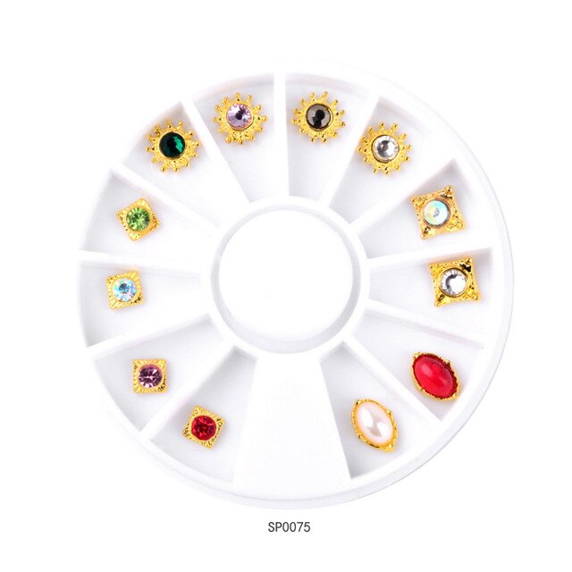 1 Wheel 3D Charm Alloy Rhinestones Nail Art Decorations Perfume Bottle Bow Flowers Triangle DIY Nail Jewelry Supplies