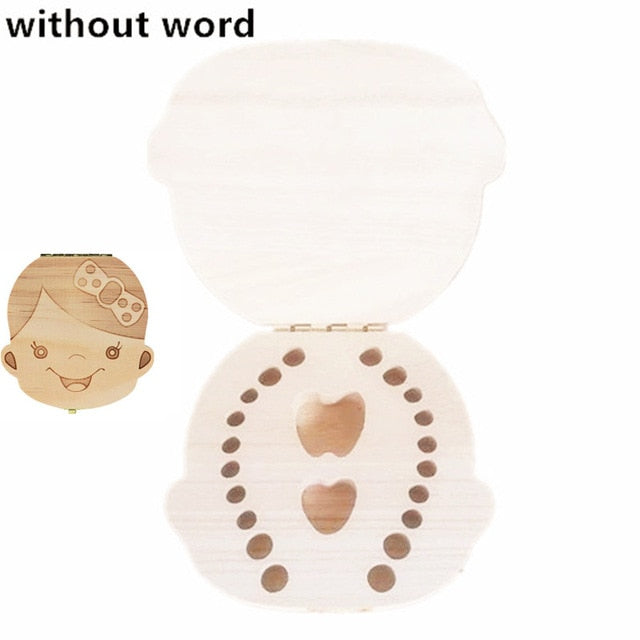 Baby Tooth Box Poland/English/Dutch/Russian/French /Italian Wooden Milk Teeth Organizer Storage Boys Girls Baby Souvenirs Gift