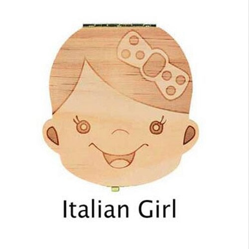 Baby Tooth Box Poland/English/Dutch/Russian/French /Italian Wooden Milk Teeth Organizer Storage Boys Girls Baby Souvenirs Gift