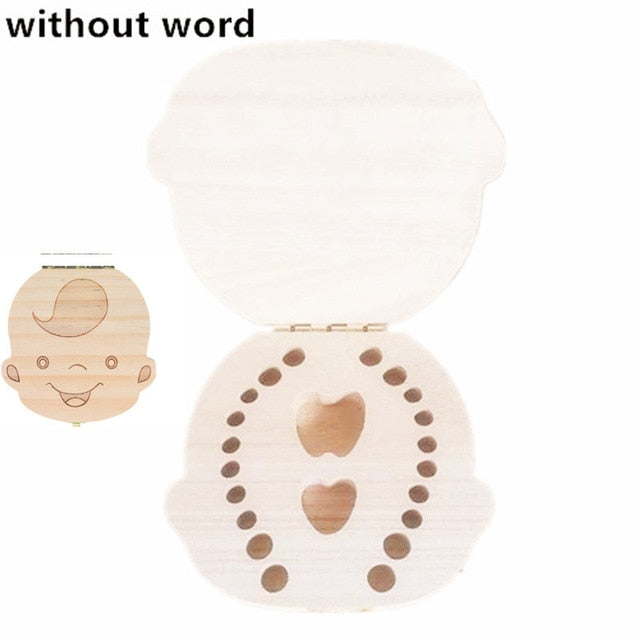 Baby Tooth Box Poland/English/Dutch/Russian/French /Italian Wooden Milk Teeth Organizer Storage Boys Girls Baby Souvenirs Gift