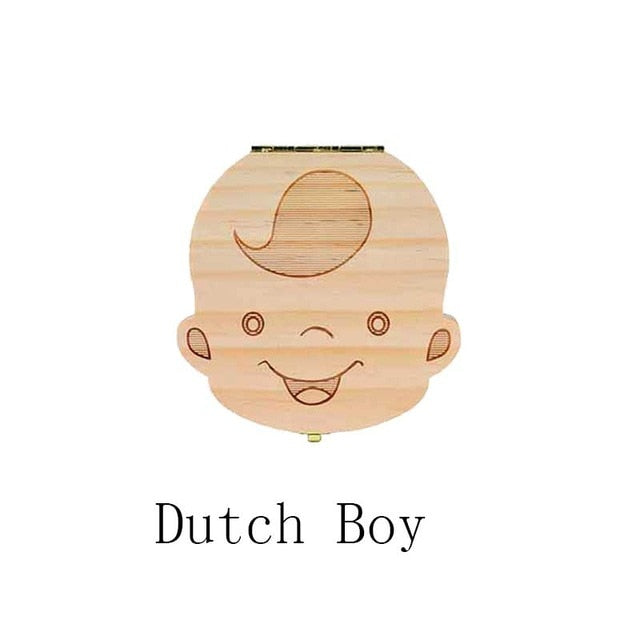 Baby Tooth Box Poland/English/Dutch/Russian/French /Italian Wooden Milk Teeth Organizer Storage Boys Girls Baby Souvenirs Gift