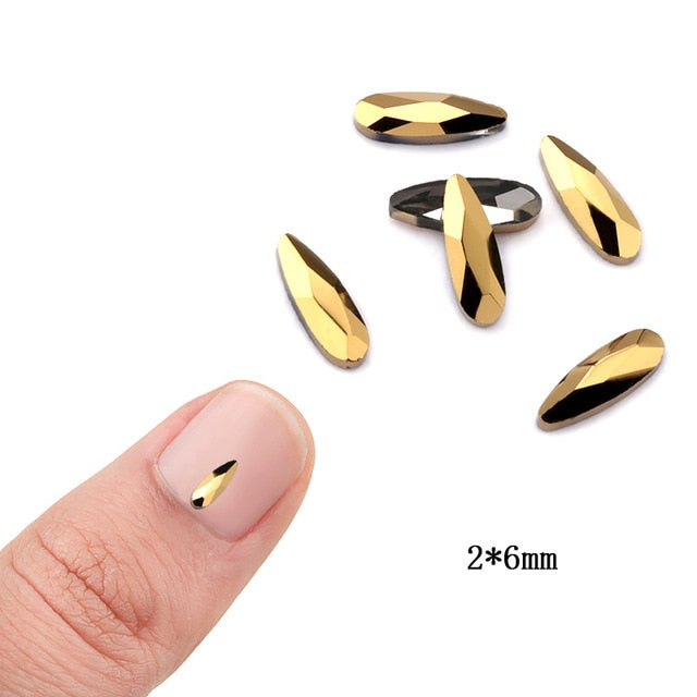 20pcs Aurum Crystals Nail Diamond Stone Strass Gold Retro Design Glass Rhinestones For 3D Nails Art Decorations Supplies Jewelry