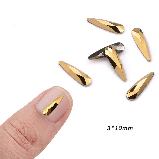 20pcs Aurum Crystals Nail Diamond Stone Strass Gold Retro Design Glass Rhinestones For 3D Nails Art Decorations Supplies Jewelry
