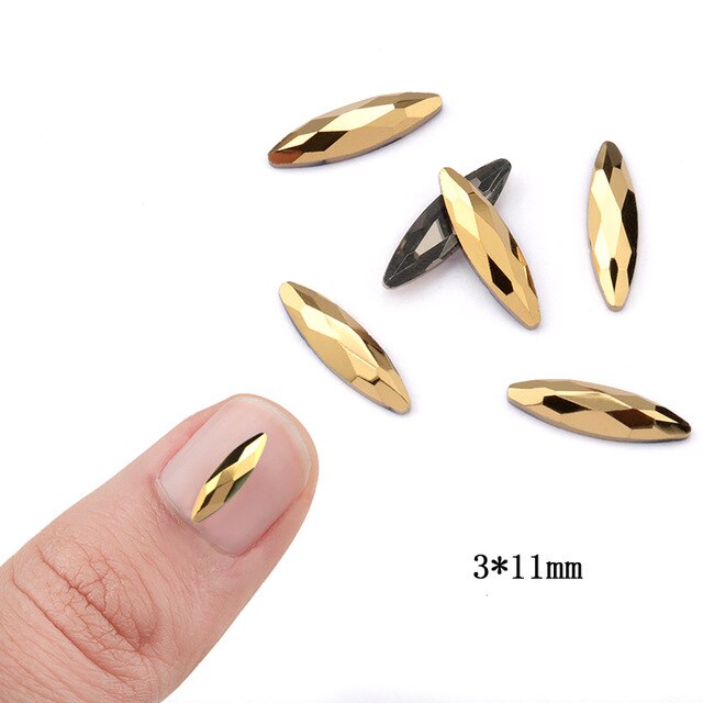 20pcs Aurum Crystals Nail Diamond Stone Strass Gold Retro Design Glass Rhinestones For 3D Nails Art Decorations Supplies Jewelry