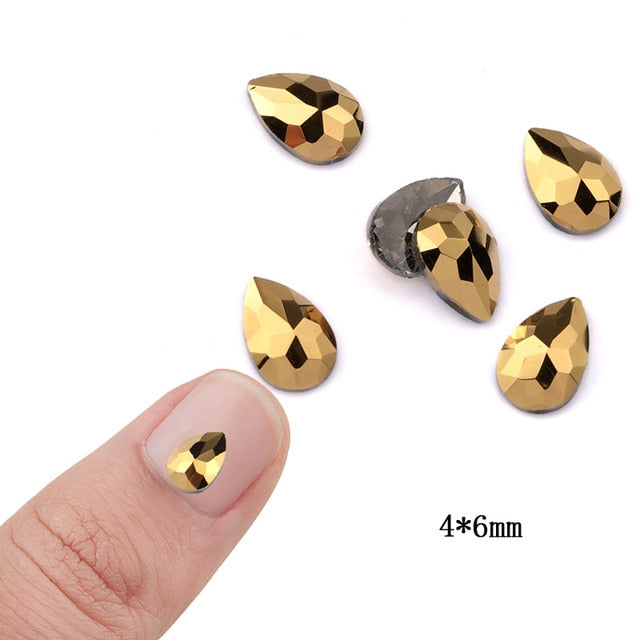 20pcs Aurum Crystals Nail Diamond Stone Strass Gold Retro Design Glass Rhinestones For 3D Nails Art Decorations Supplies Jewelry