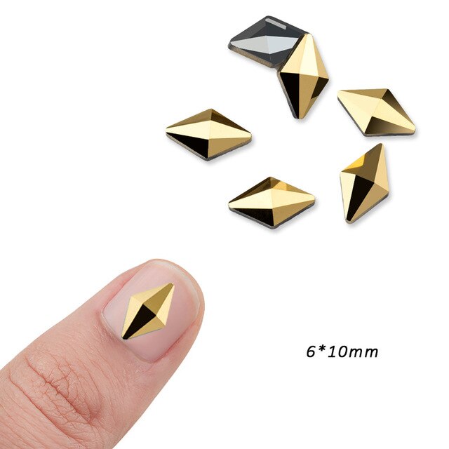 20pcs Aurum Crystals Nail Diamond Stone Strass Gold Retro Design Glass Rhinestones For 3D Nails Art Decorations Supplies Jewelry