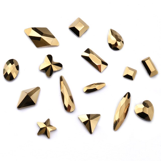20pcs Aurum Crystals Nail Diamond Stone Strass Gold Retro Design Glass Rhinestones For 3D Nails Art Decorations Supplies Jewelry