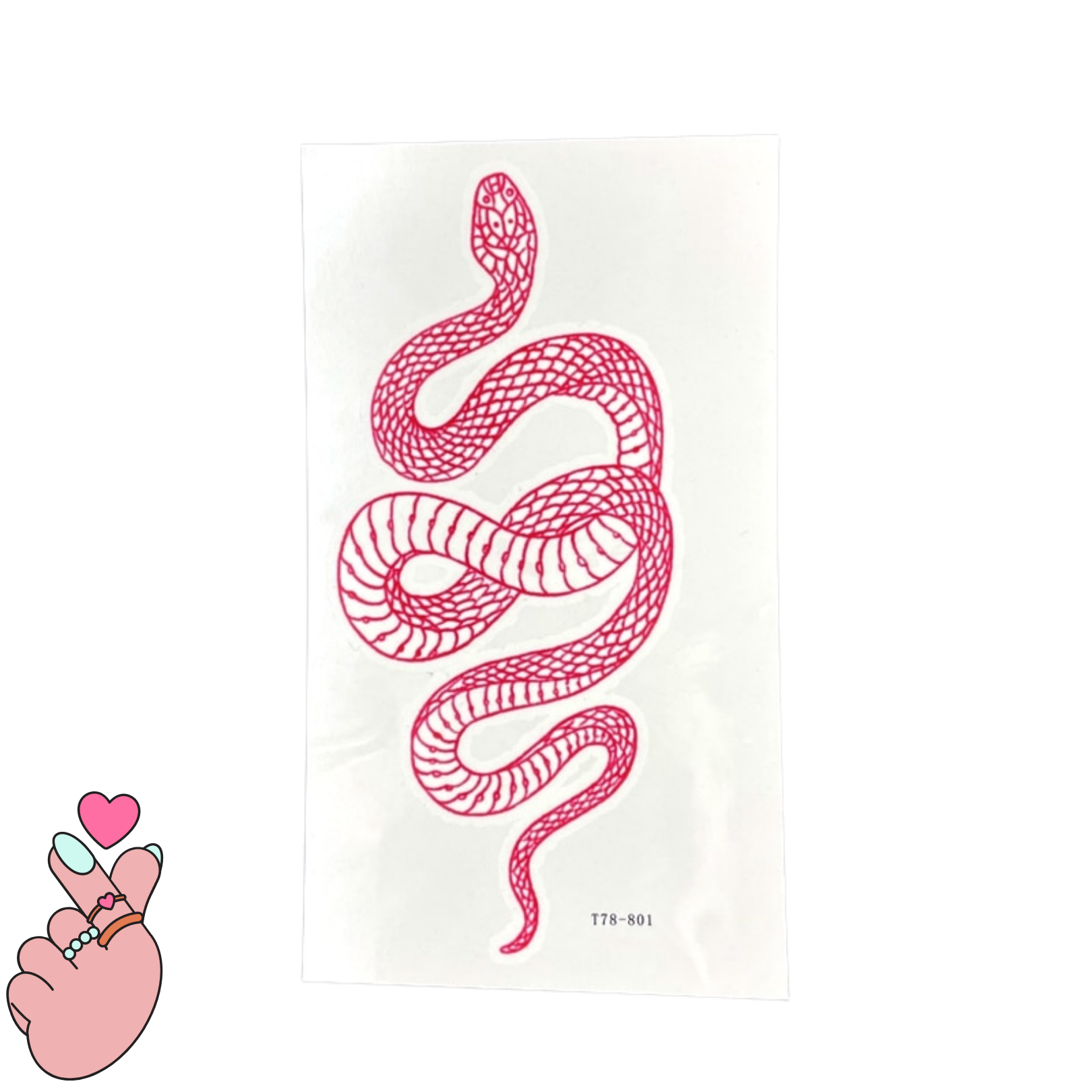Big Size Red Snake Waterproof Temporary Tattoo Stickers For Women Men - 3 Sheets