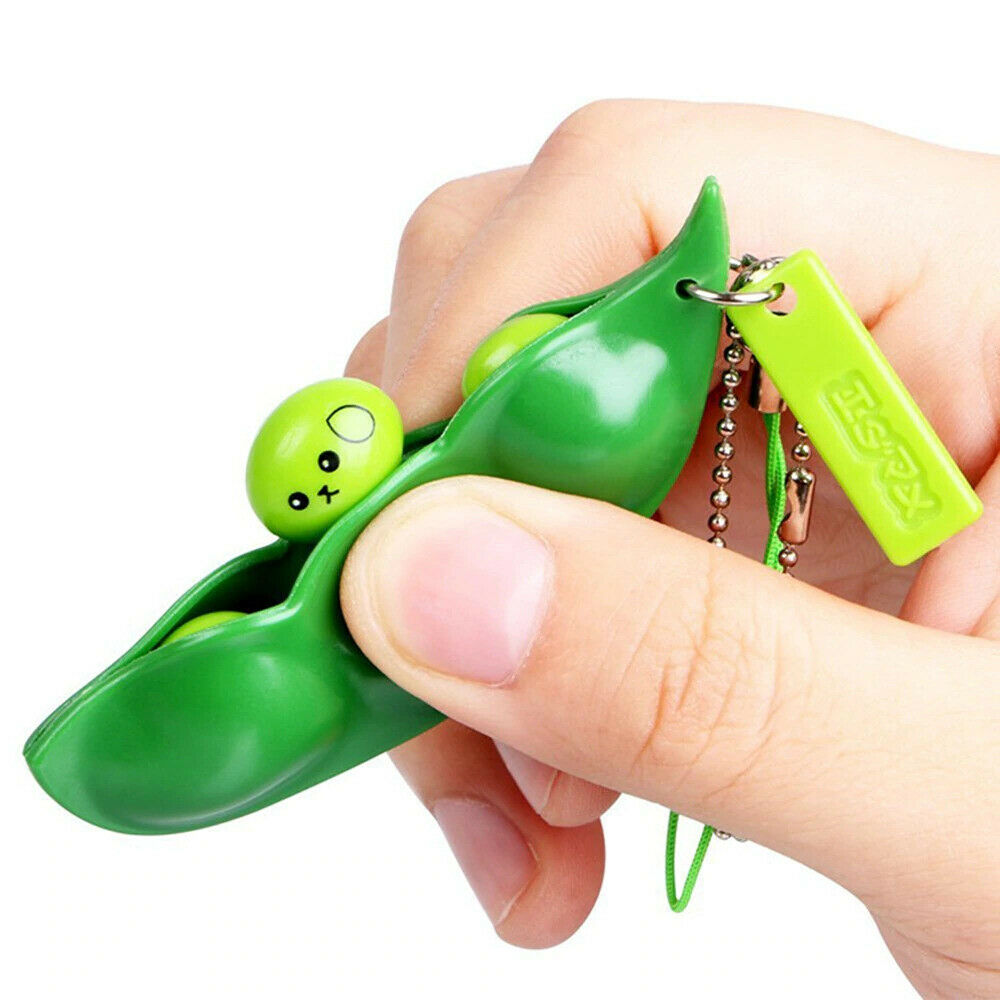 2021 New Key Tags Toys Peas Pop It Fidget Squishy Beans Keychain - Pack of 5