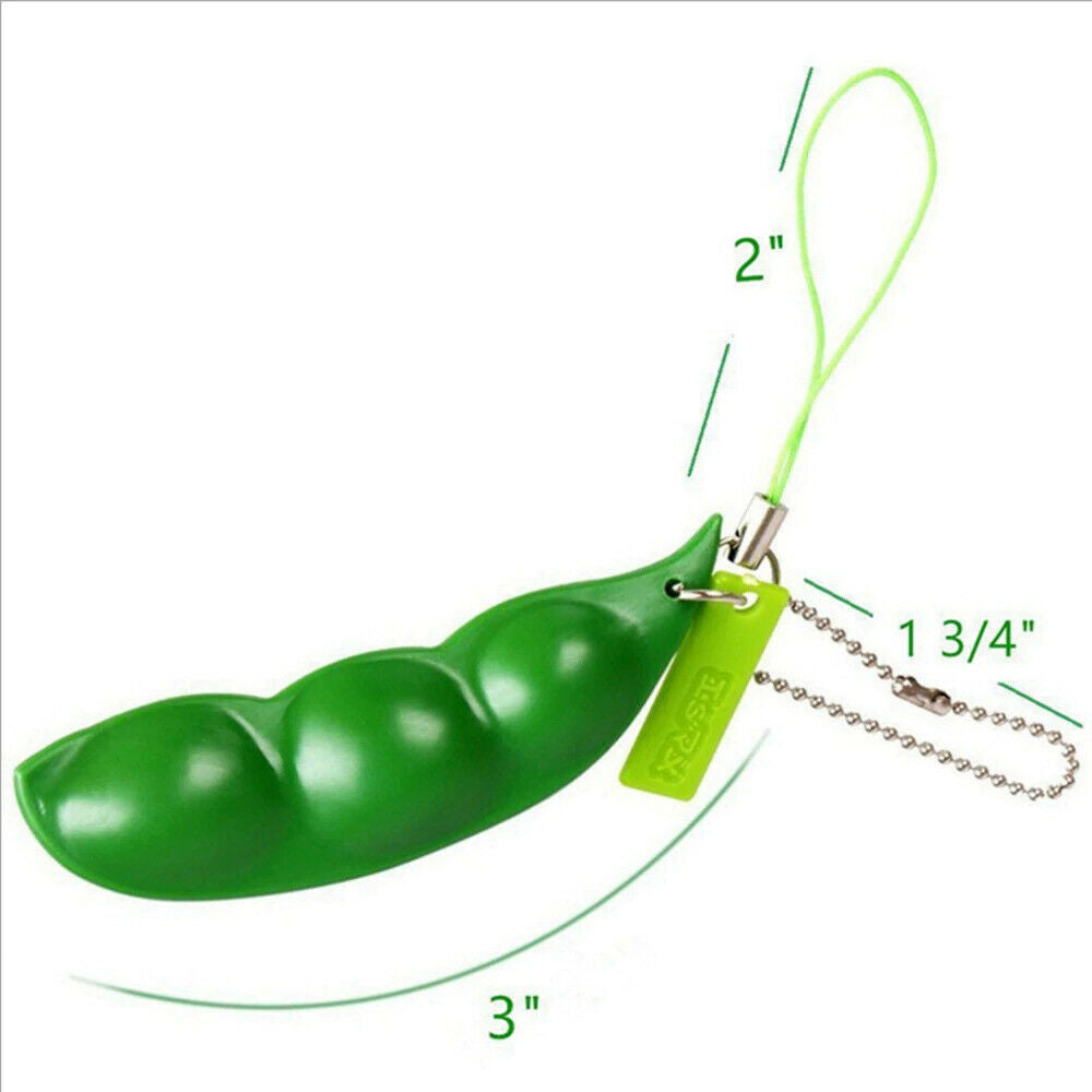2021 New Key Tags Toys Peas Pop It Fidget Squishy Beans Keychain - Pack of 5