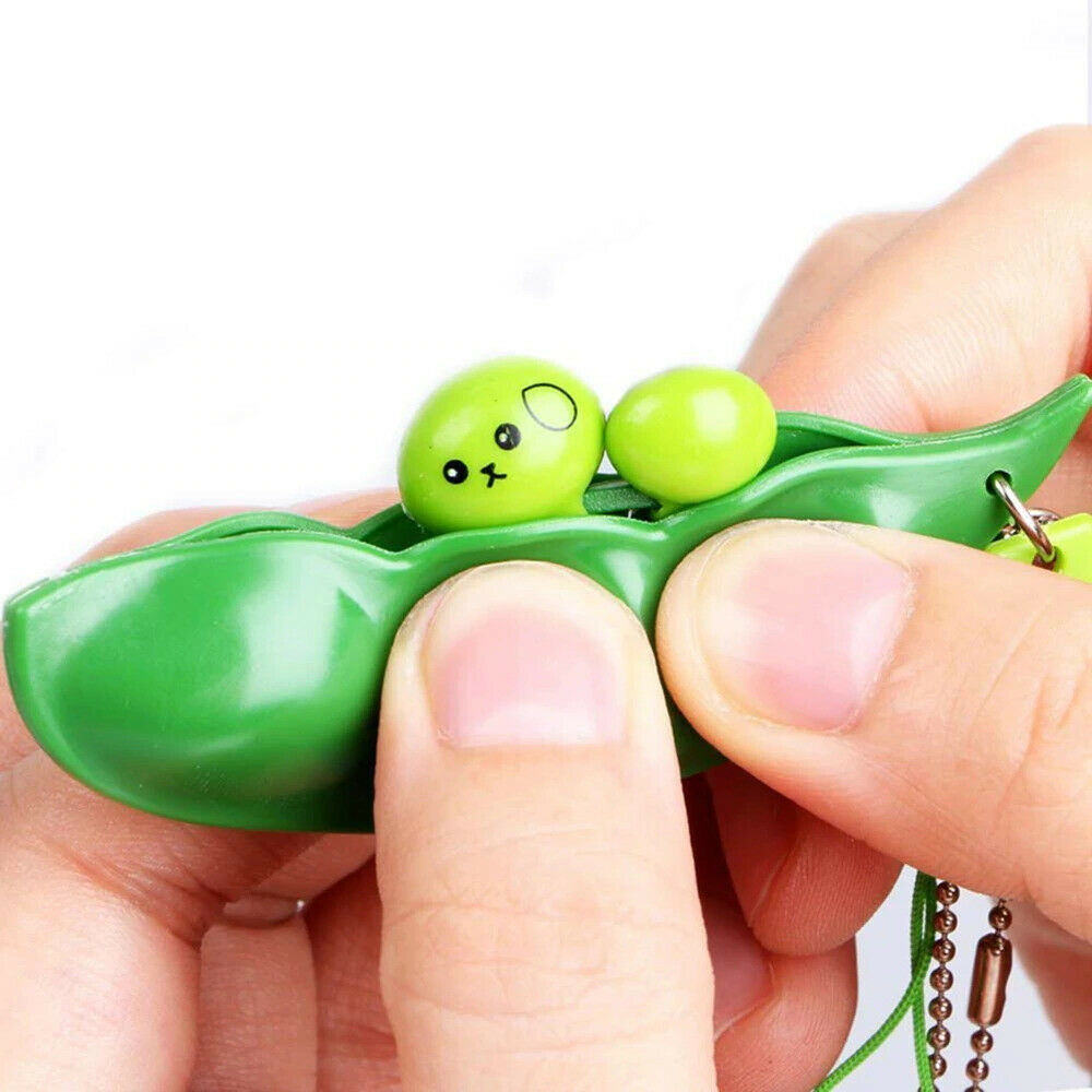 2021 New Key Tags Toys Peas Pop It Fidget Squishy Beans Keychain - Pack of 5