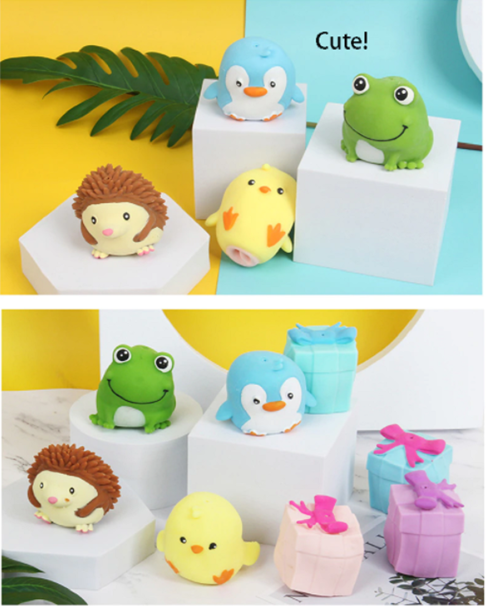 Fidget Toys Flip Gift Box Cute Pet Pinch Animal Silicone Toy Expression - One item with Random