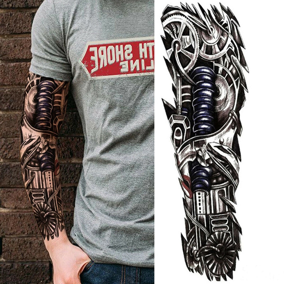 Full Arm Temporary Tattoo Art Sticker Waterproof Easy to apply Looks real