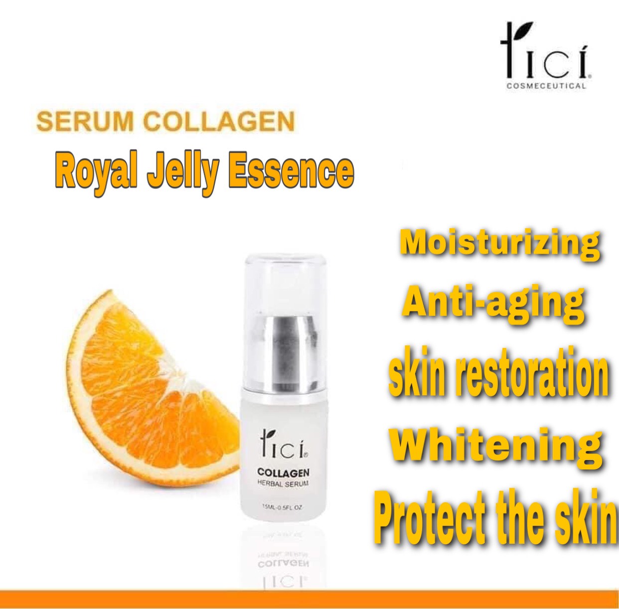 TICI COSMETIC COLLAGEN HERBAL SERUM ANTI-AGING FOR LUMINOUS SKIN TONE - 15ML