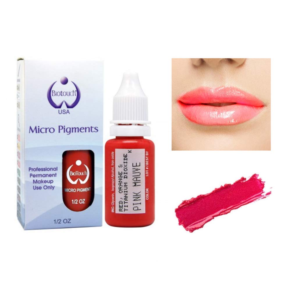 BIOTOUCH Micropigment PINK MAUVE Pigment Color Permanent Makeup Microblading Supplies Eyebrow Shading Micropigmentation Cosmetic Tattoo Ink Lip Eyeliner Feathering Hair Stroke LARGE Bottle 15ml