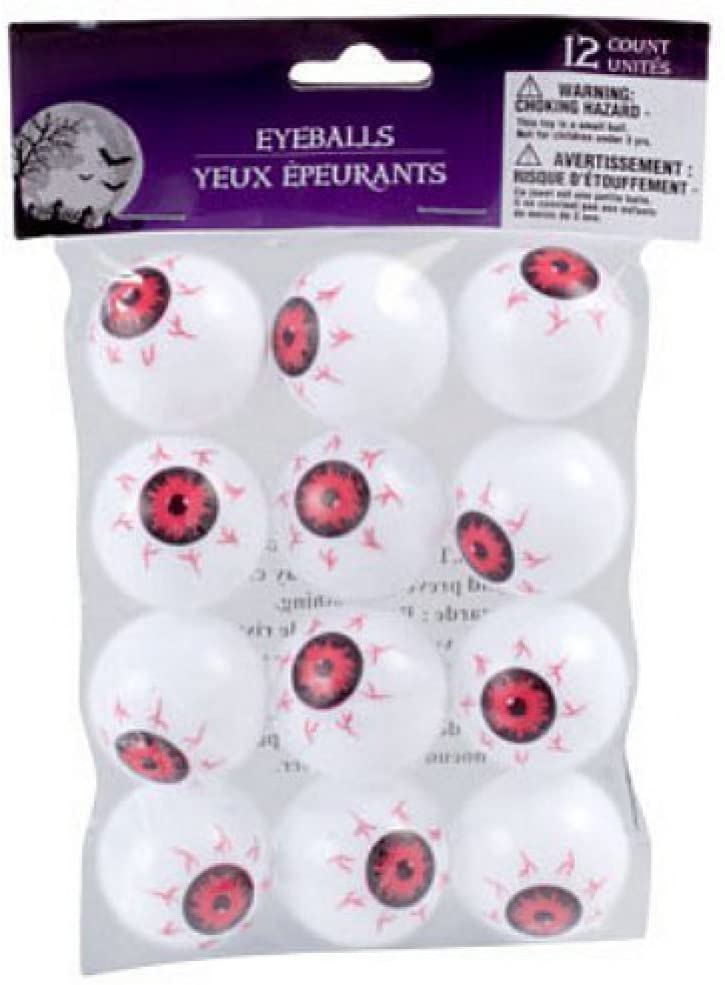 Eyeball Ping Pong Balls for Halloween or Table Tennis - 12 Plastic EyeBalls