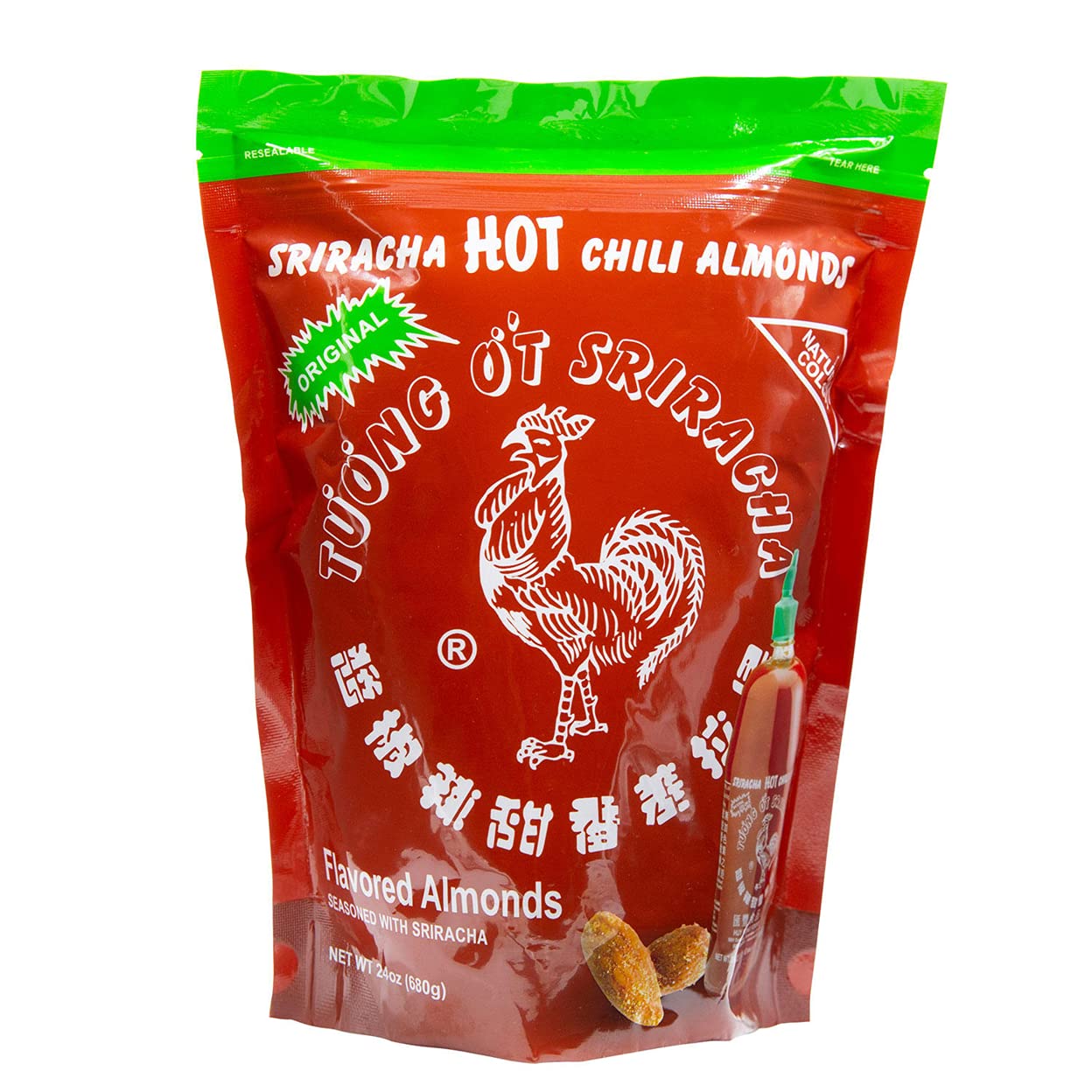 Sriracha Hot Chili Almonds- Seasoned with with Authentic Sriracha Flavor ~ 24 oz