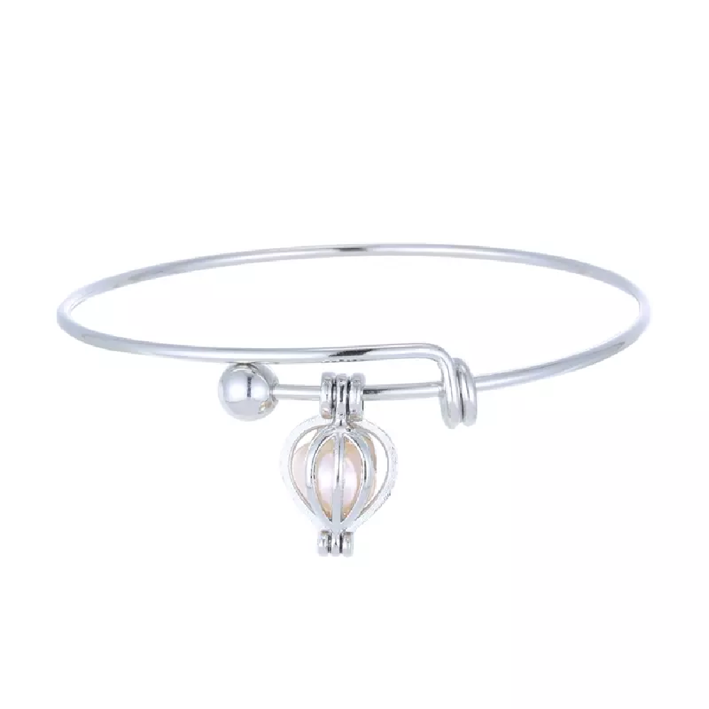 Cage Pendant Bangle Bracelets With With Oyster Pearl- 1x w/Random Color and Design